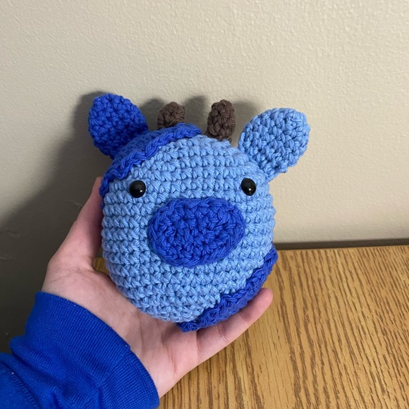 Mini Blueberry Crochet Squishy Cow - Picture 3 of 4
